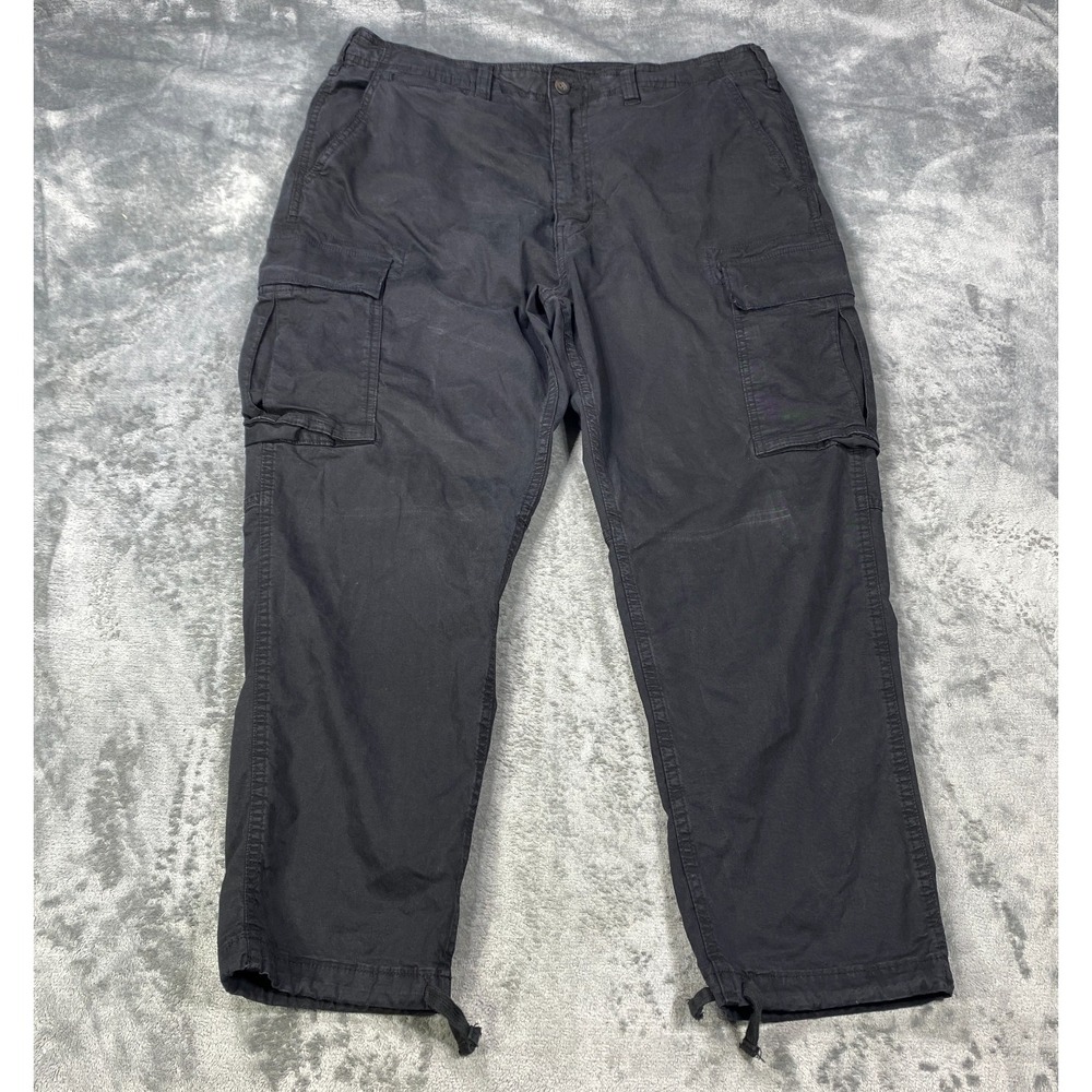 American Eagle Cargo Pants Mens 36x30 (Fits 36x26) Black Cotton Drawstring Cuffs
